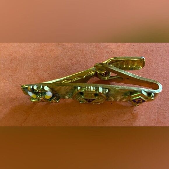 Vintage Men’s Tie Clip Masonic 32 Degree Gold Tone 2” Masons - Picture 3 of 4